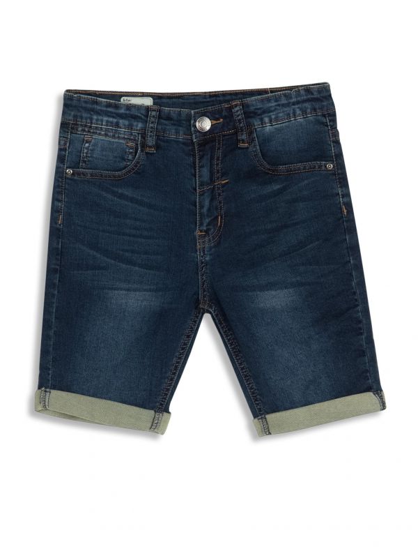 מכנסי ברמודה ג’ינס בצבע כחול כהה עם קיפול במכפלת לילדים