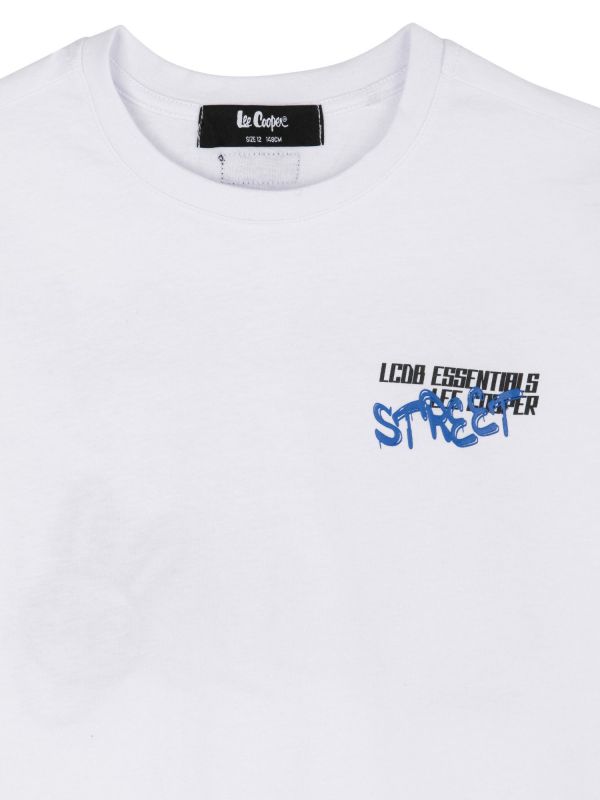 טי שירט סקייטרים עם שרוולים קצרים והדפס דו צדדי לילדים