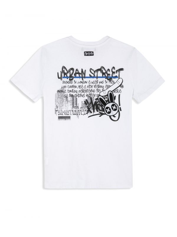 טי שירט סקייטרים עם שרוולים קצרים והדפס דו צדדי לילדים