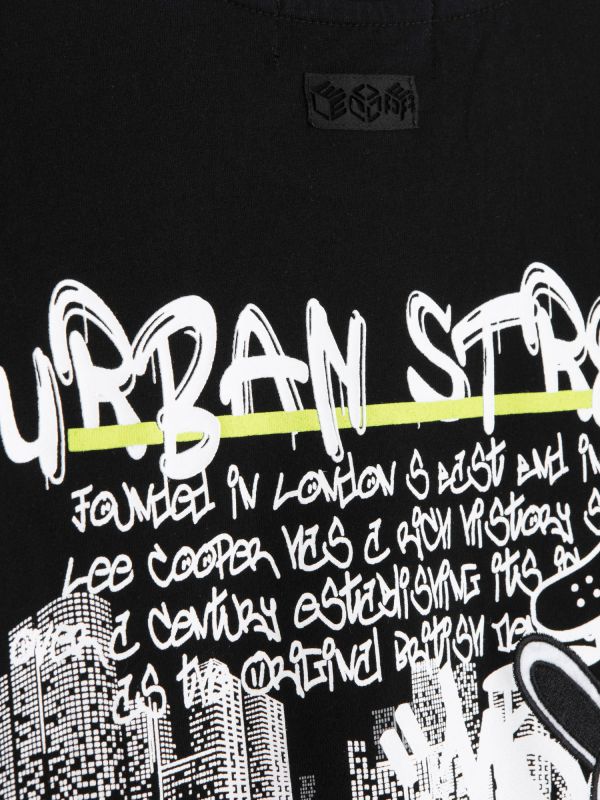 טי שירט סקייטרים עם שרוולים קצרים והדפס דו צדדי לילדים