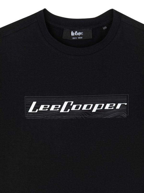 טי שירט עם שרוולים קצרים והדפס לוגו לילדים