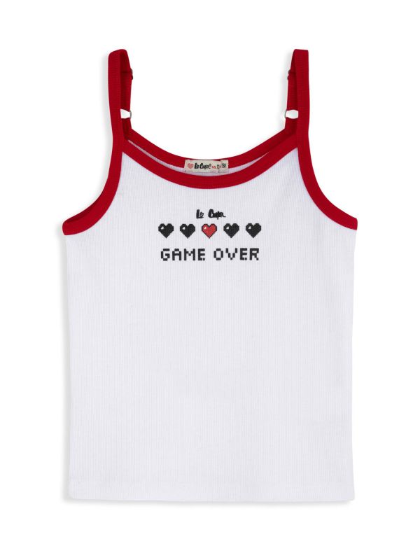 גופיית ספגטי עם הדפס לבבות לילדות