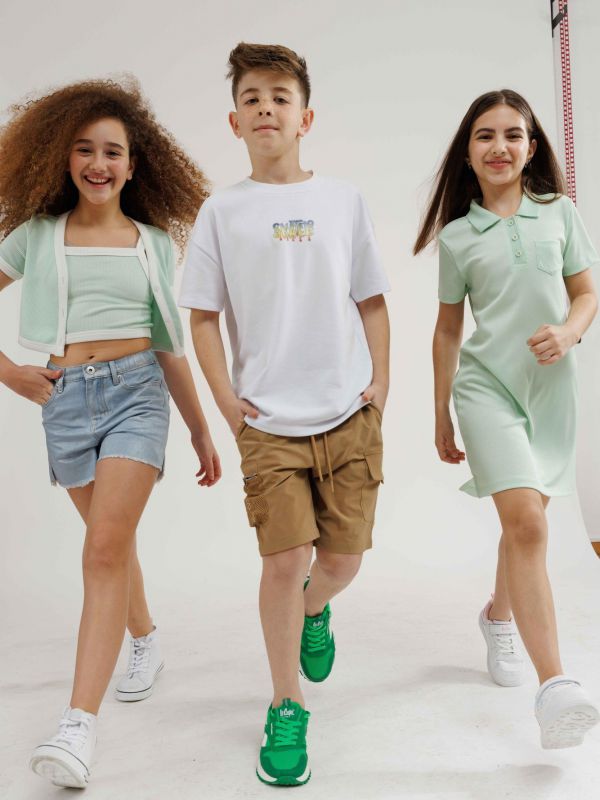 שמלת פולו קצרה לילדות מבד ריב