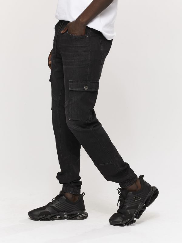 ג’ינס JOGG בגזרת CARGO שחור לגברים