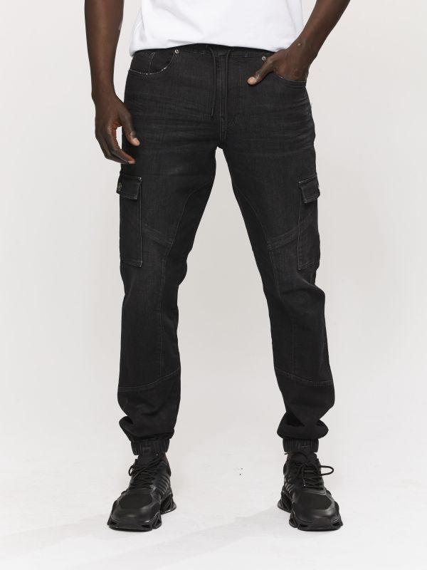 ג’ינס JOGG בגזרת CARGO שחור לגברים