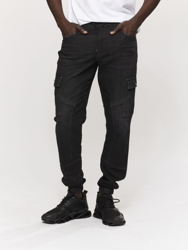 ג’ינס JOGG בגזרת CARGO שחור לגברים