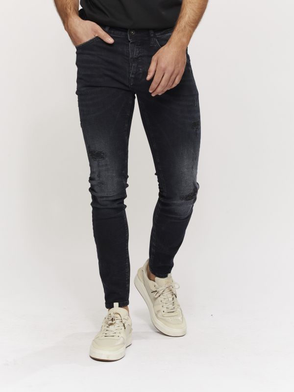 מכנסי ג’ינס SLIM MARTIN שחור משופשף לגברים
