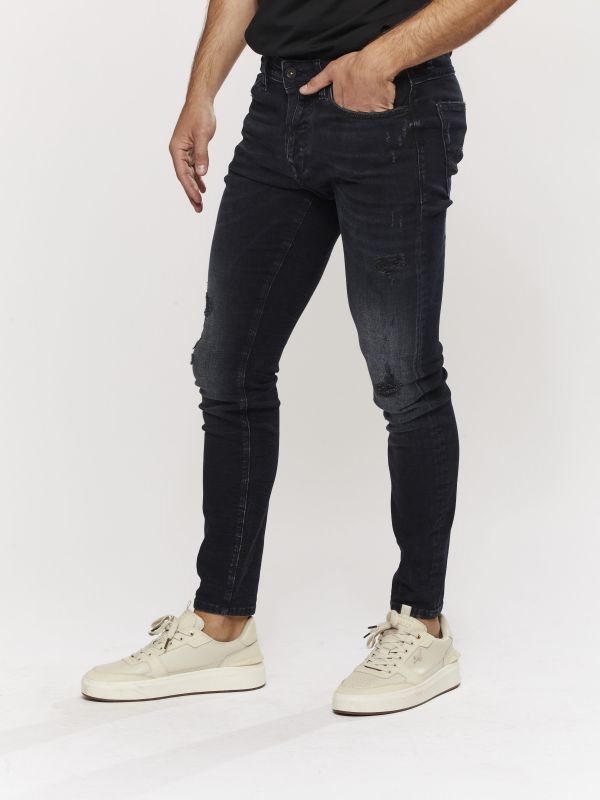 מכנסי ג’ינס SLIM MARTIN שחור משופשף לגברים