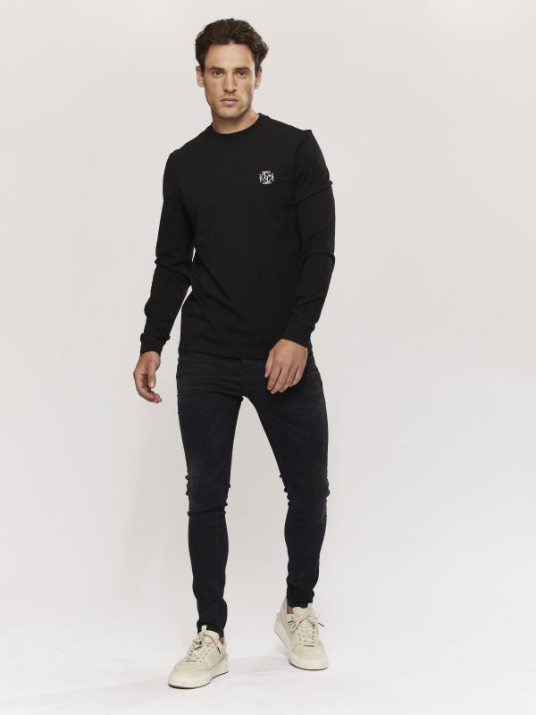 מכנסי ג’ינס SLIM MARTIN שחור עם DAMAGE לגברים