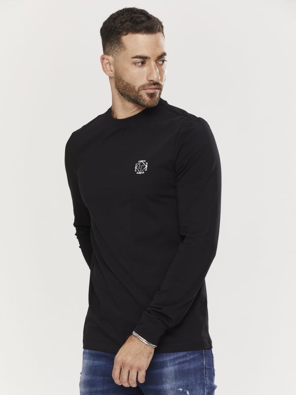 טי שירט ארוכה לגברים עם הדפס דו צדדי