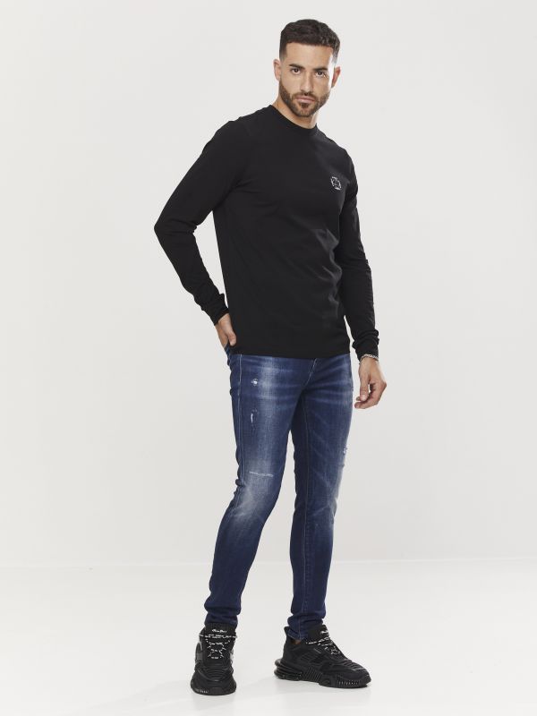 טי שירט ארוכה לגברים עם הדפס דו צדדי