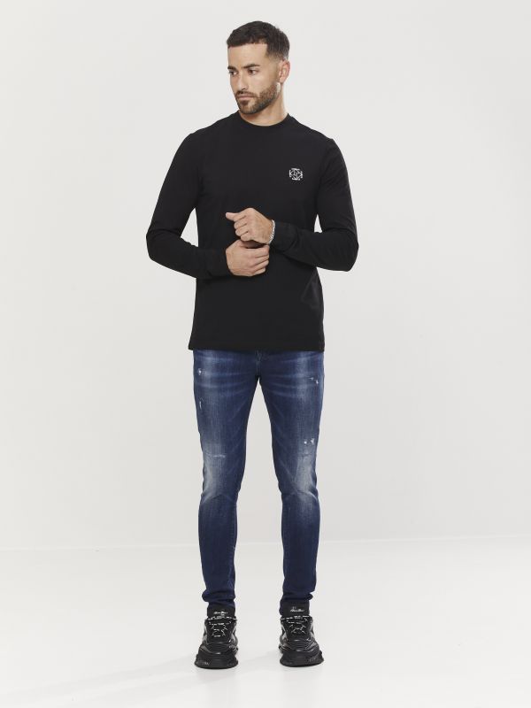 טי שירט ארוכה לגברים עם הדפס דו צדדי