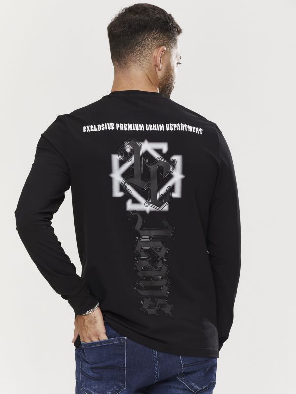 טי שירט ארוכה לגברים עם הדפס דו צדדי