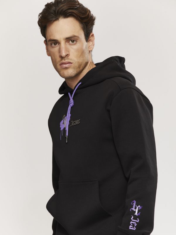 סווטשירט עם קפוצ’ון והדפס דו צדדי לגברים