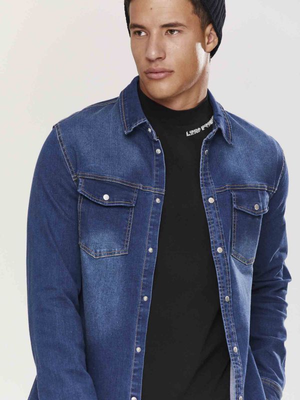 חולצת ג’ינס לגברים כחול