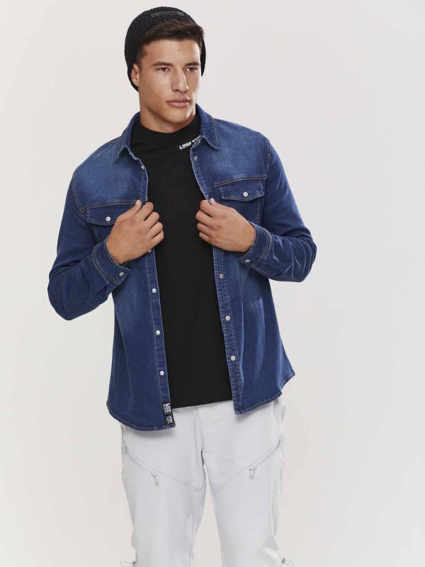 חולצת ג’ינס לגברים כחול