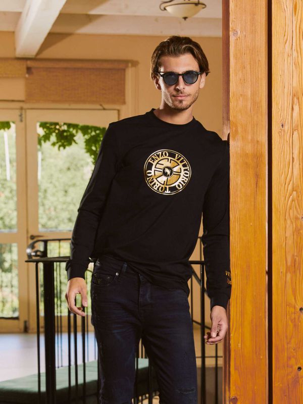 טי שירט ארוכה לגברים עם הדפס