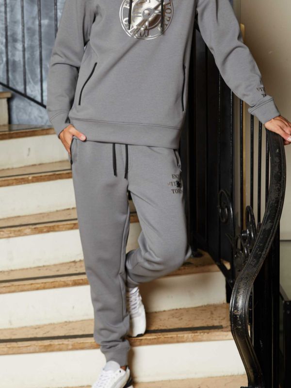 סווטשירט לגברים עם הדפס וקפוצ’ון