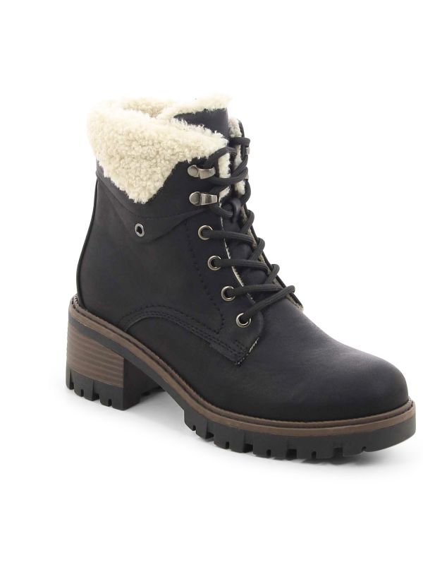 מגפוני נשים עם עקב טרקטור ופרווה