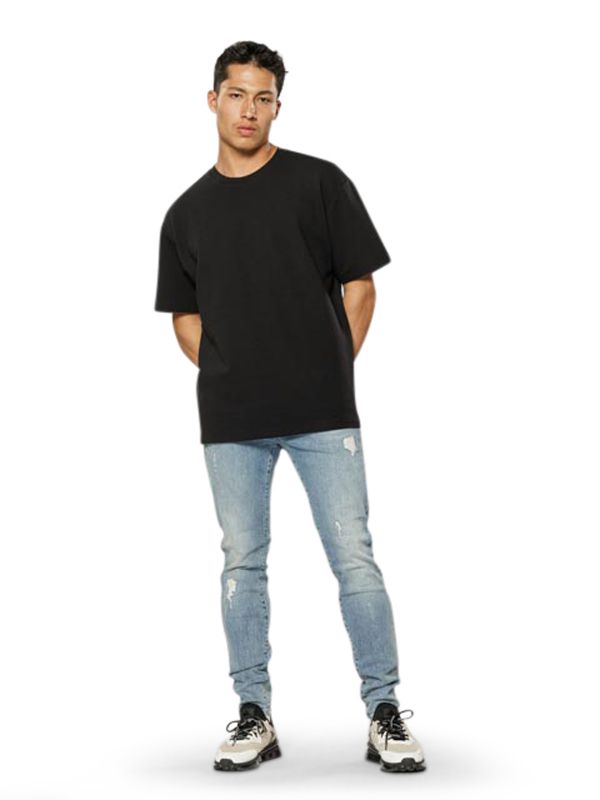 מכנסי ג’ינס SLIM MARTIN כחול משופשף עם קרעים לגברים