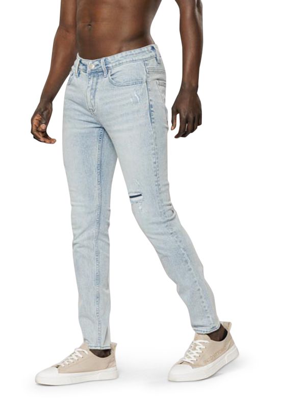 מכנסי ג’ינס SLIM MARTIN כחול בהיר עם קרעים לגברים