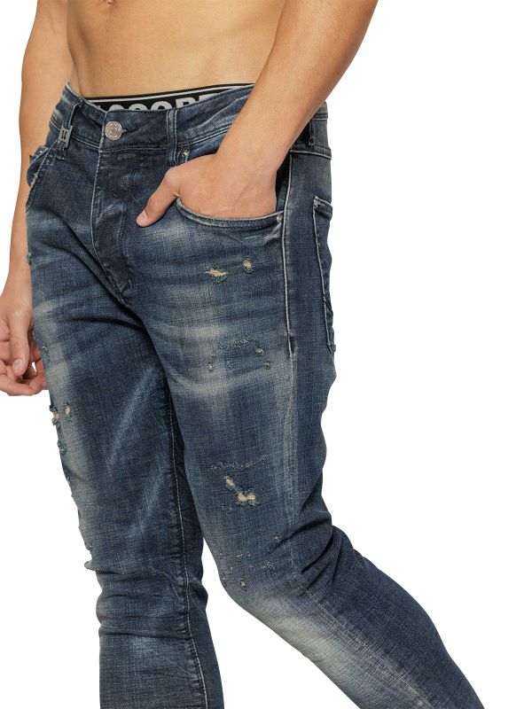 מכנסי ג’ינס COLIN כחול משופשף עם קרעים לגברים