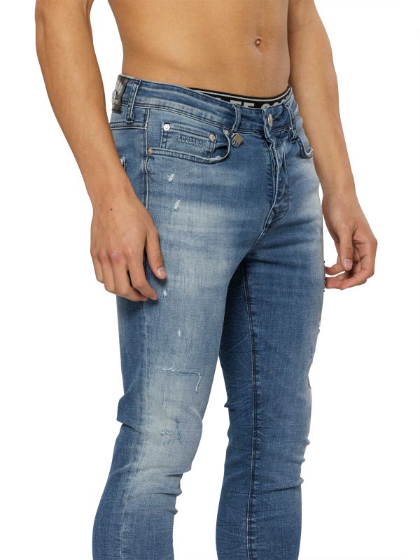 מכנסי ג’ינס SLIM MARTIN כחול בהיר עם קרעים לגברים