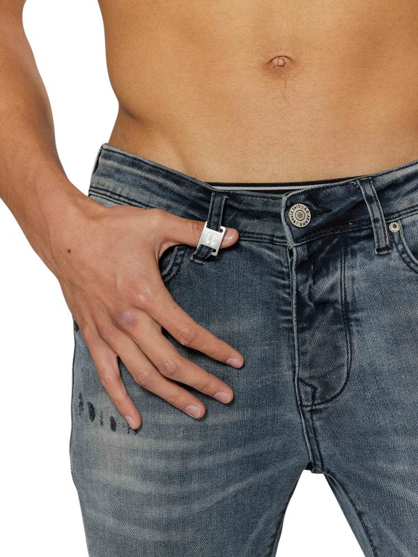 מכנסי ג’ינס SLIM MARTIN בצבע כחול משופשף עם קרעים לגברים