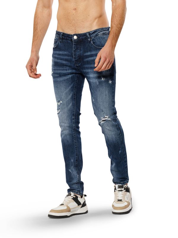 מכנסי ג’ינס SLIM MARTIN כחול עם קרעים לגברים