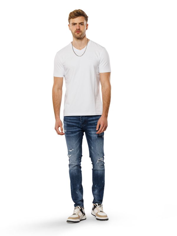 מכנסי ג’ינס SLIM MARTIN כחול עם קרעים לגברים