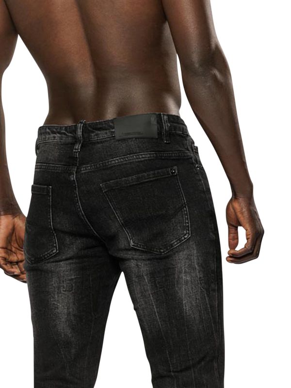 מכנסי ג’ינס שחור משופשף ROOK לגברים