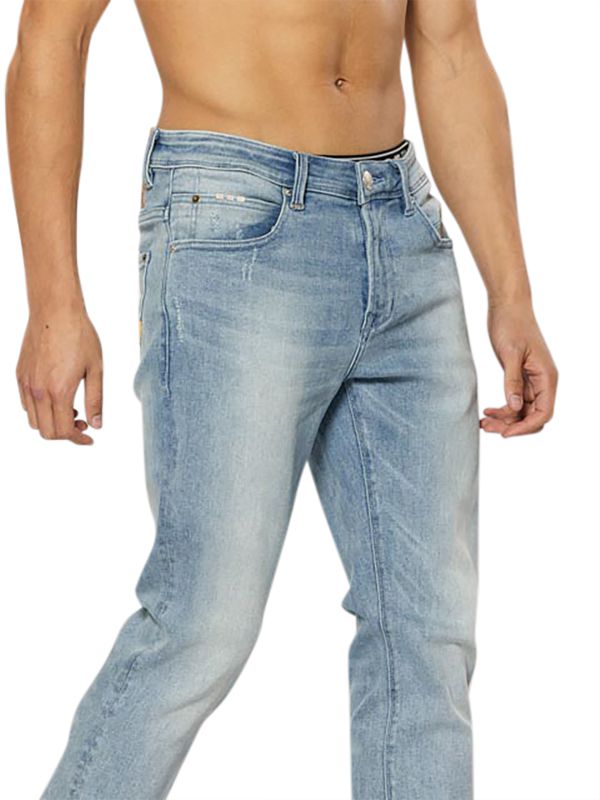 מכנסי ג’ינס ROOK בצבע כחול בהיר משופשף לגברים