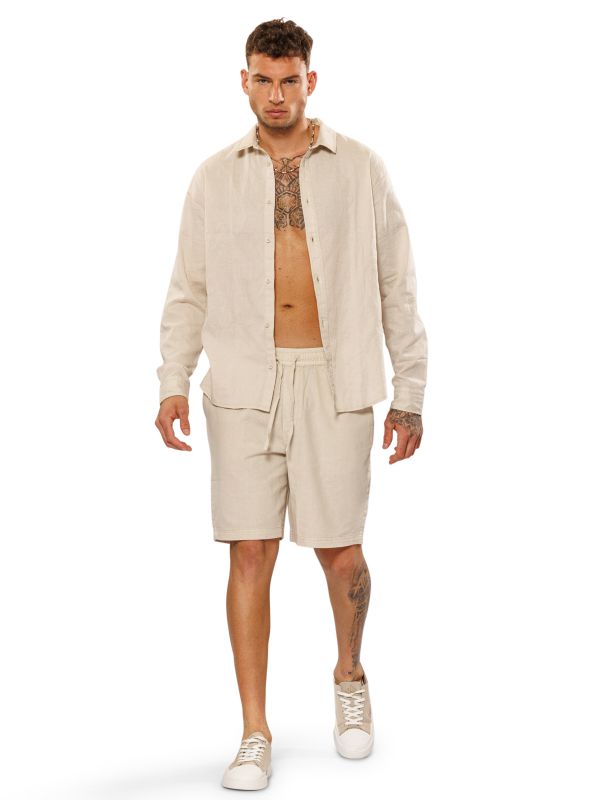 מכנסי פשתן קצרים לגברים