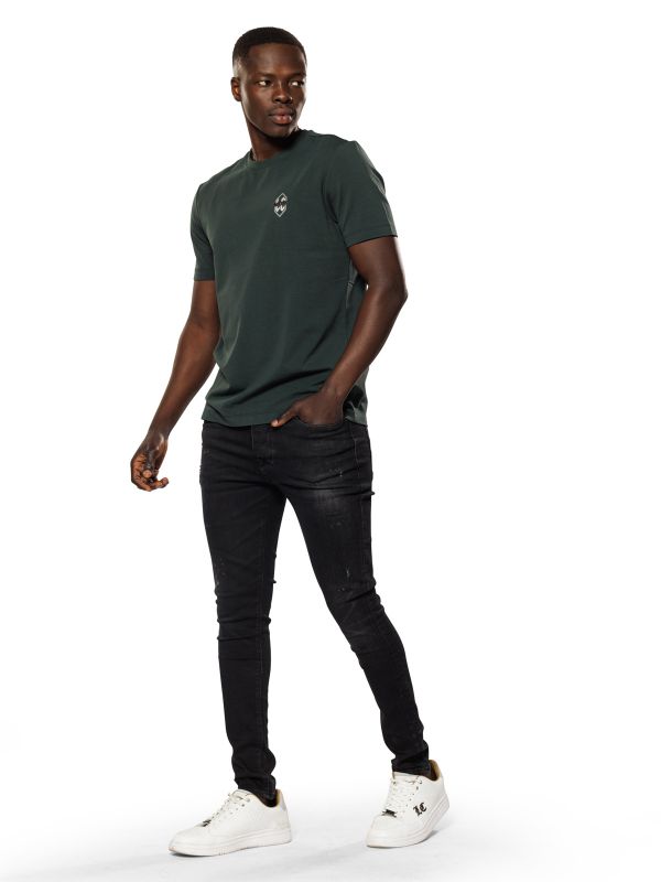 טי שירט עם הדפס קטן לגברים SLIM FIT