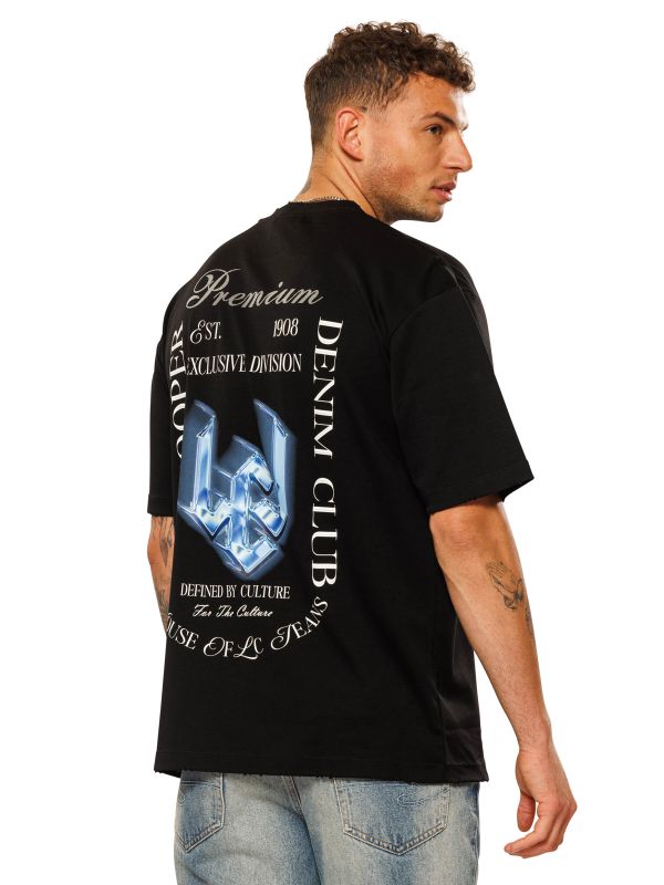 טי שירט עם הדפס דו צדדי לגברים בגזרת אוברסייז