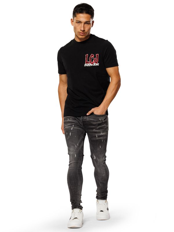 טי שירט עם הדפס דו צדדי לגברים בגזרת SLIM FIT