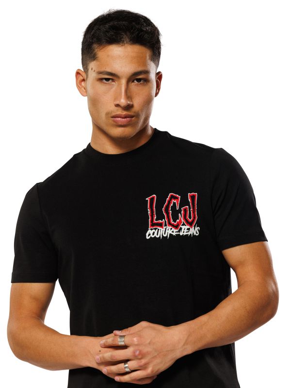 טי שירט עם הדפס דו צדדי לגברים בגזרת SLIM FIT