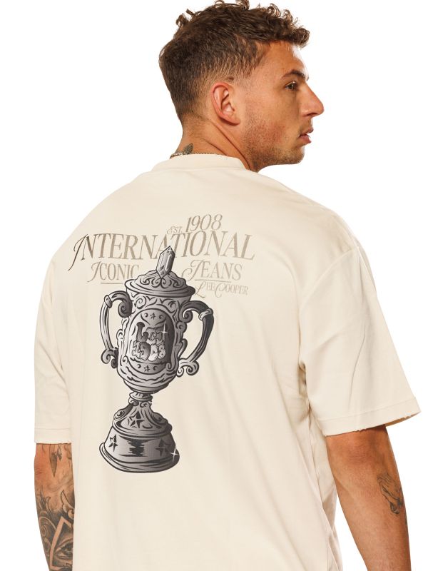 טי שירט עם הדפס גביע בגזרת אוברסייז