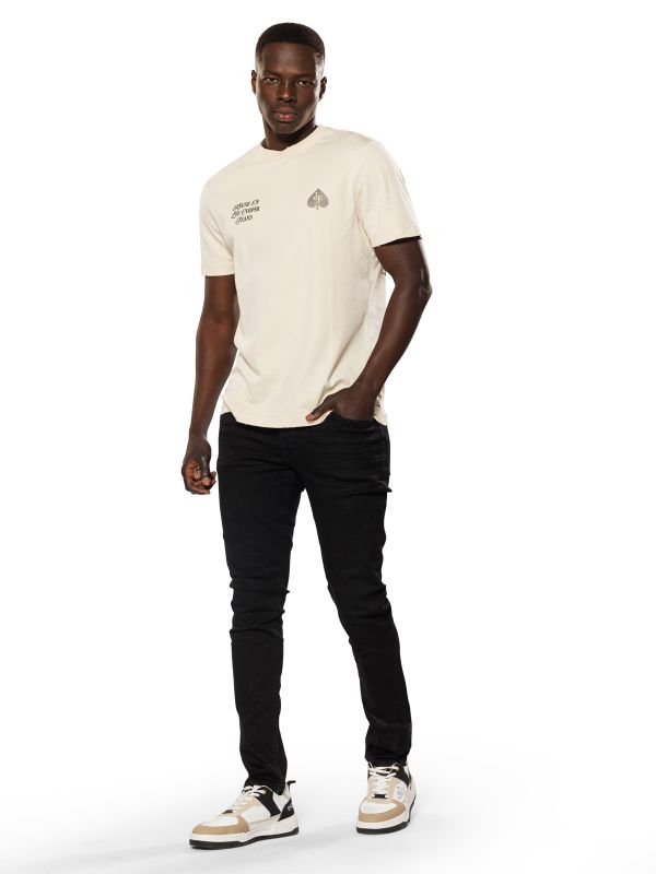 טי שירט לגברים עם הדפס אס בגזרת SLIM FIT