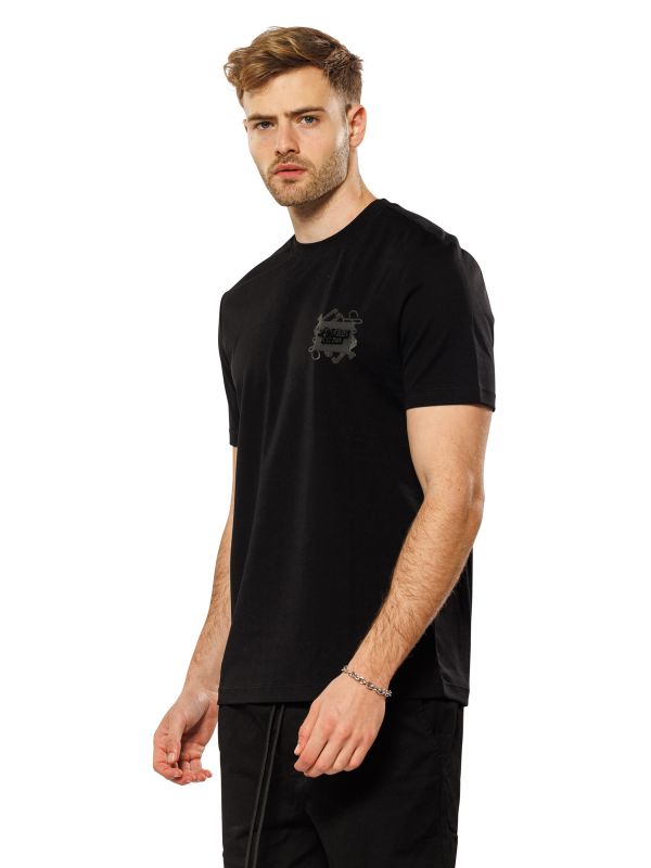 טי שירט לגברים עם הדפס דו צדדי בגזרת SLIM FIT