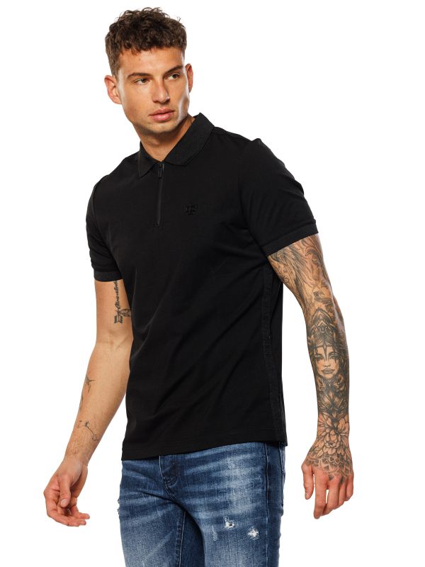 חולצת פולו קצרה עם הדפס בחזה לגברים SLIM FIT