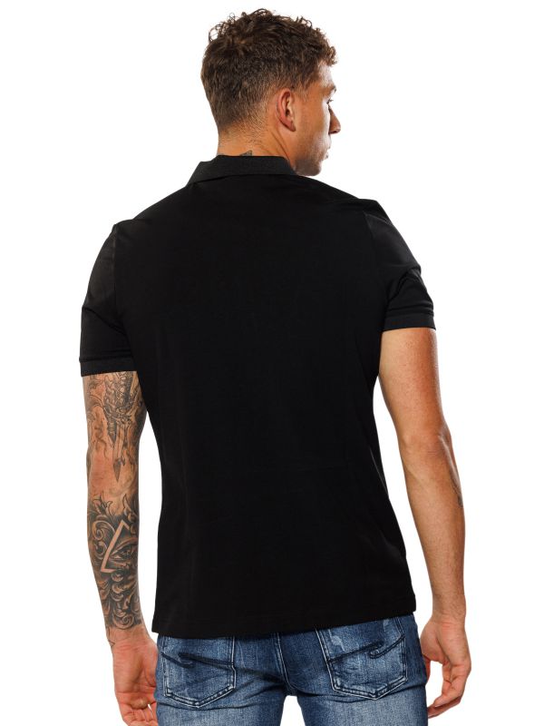 חולצת פולו קצרה עם הדפס בחזה לגברים SLIM FIT