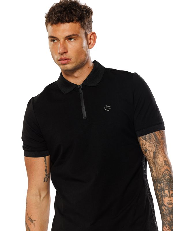 חולצת פולו קצרה עם הדפס בחזה לגברים SLIM FIT