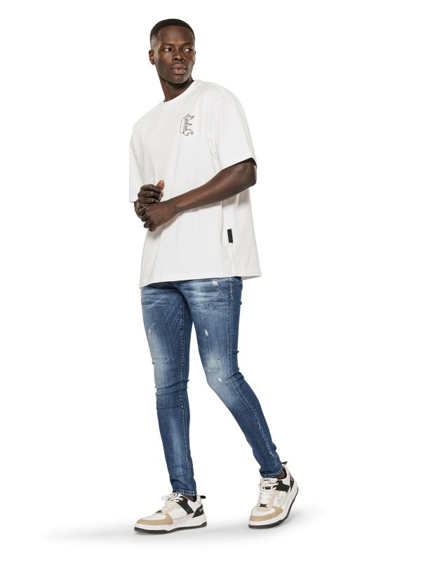 מכנסי ג’ינס סקיני בצבע כחול משופשף לגברים