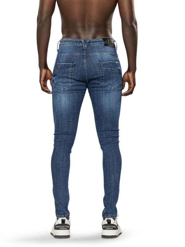 מכנסי ג’ינס סקיני בצבע כחול משופשף לגברים