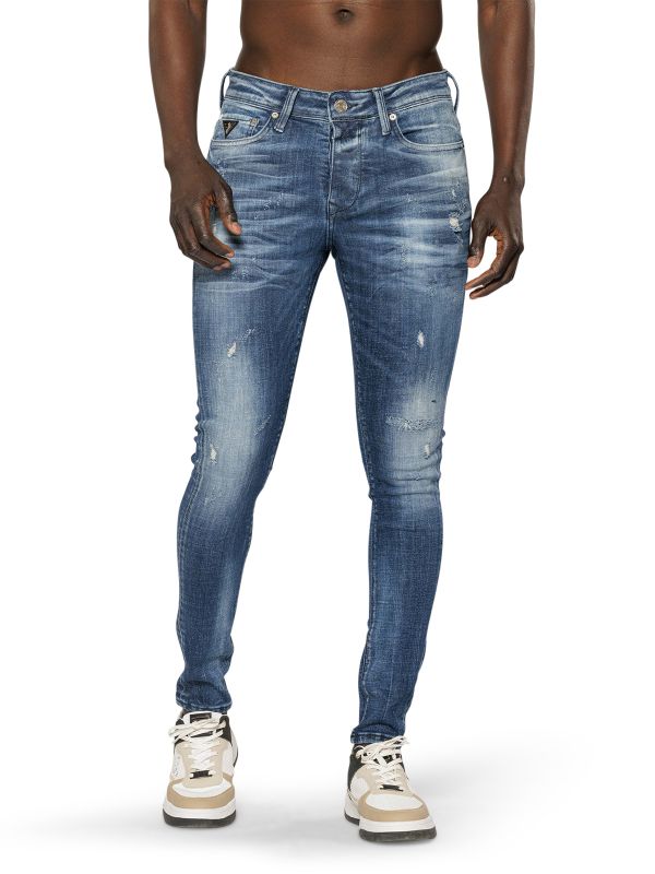 מכנסי ג’ינס סקיני בצבע כחול משופשף לגברים