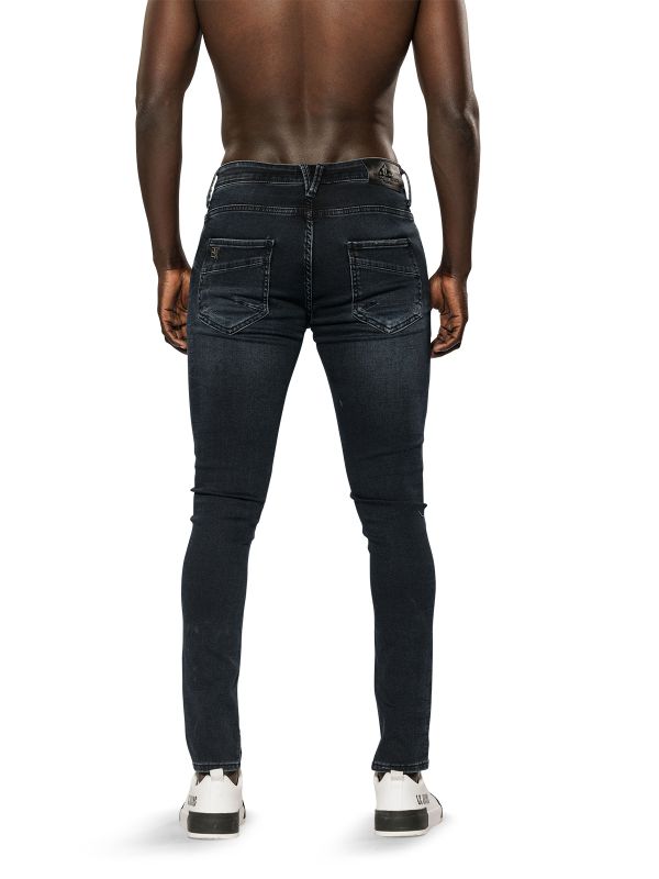 מכנסי ג’ינס סקיני DAMAGED בצבע שחור לגברים