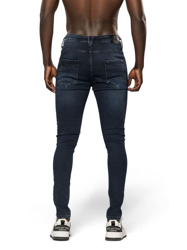 מכנסי ג’ינס סקיני DAMAGED בצבע כחול כהה לגברים