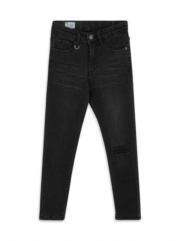 מכנסי ג’ינס OSCAR גזרת ברמודה לילדים - שחור