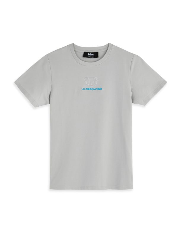 טי שירט קצרה עם הדפס דובי דו צדדי לילדים